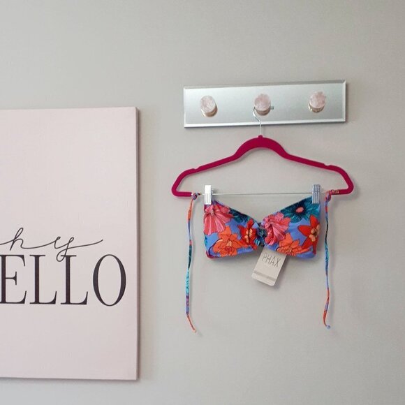 NWT PHAX floral print convertible bandeau bikini top & cheeky bikini bottom set - Picture 13 of 15